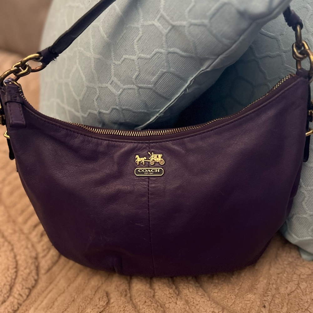 Coach Rich Purple Leather Hobo Bag